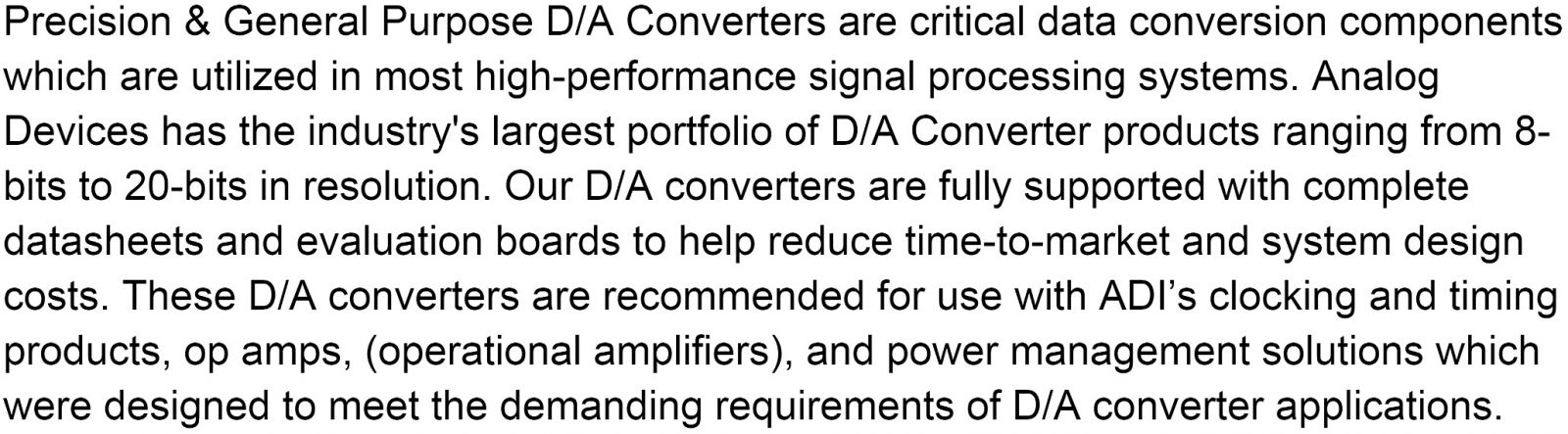 ממירים דיגיטלי לאנלוגי ANALOG DEVICES DAC